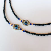 Silver Plated Blue Infinity Evil Eye Anklet Set